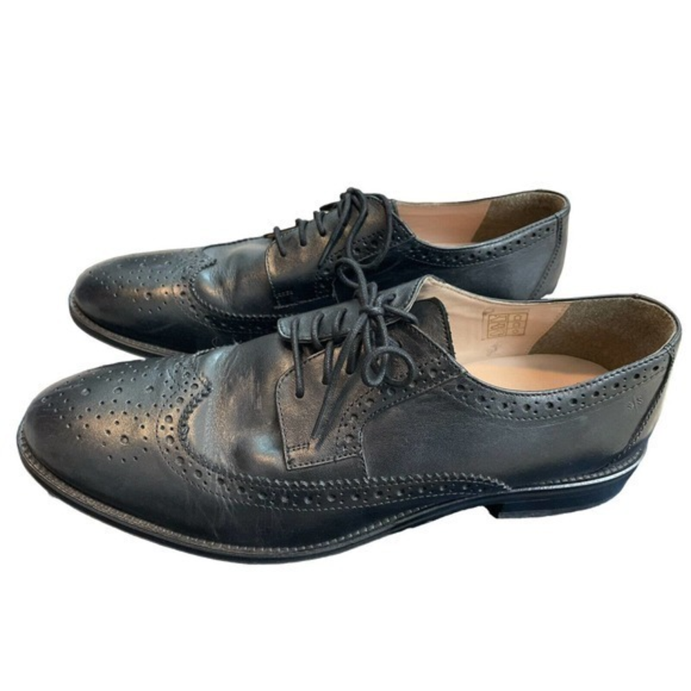 Sterling Sewn Classic Modern Black Wingtip Lace Up Shoes Size 12
